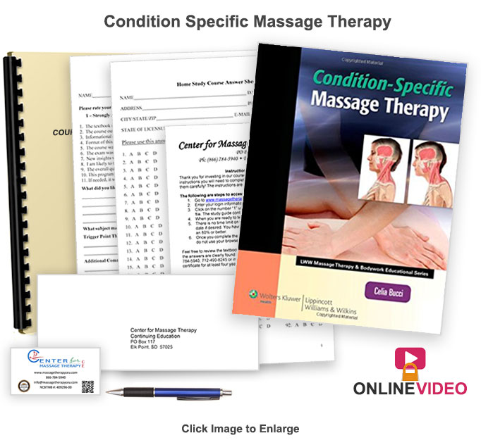 The NCBTMB approved 19 CE hour Condition Specific Massage course will introduce you to massage techniques to treat various conditions.
