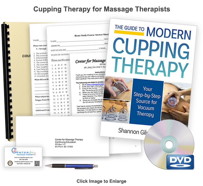 The 9 CE hour Cupping course presents the basics of cupping therapy for bodyworkers and presents a full body cupping routine.