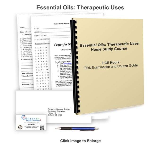 The NCBTMB approved 8 CE hour Essential Oils: Therapeutic Uses online/home study course will explain the therapeutic uses of many essentials oils.