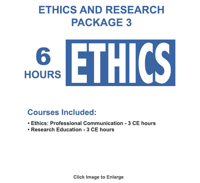 The NCBTMB approved ethics and research package will provide you with 3 hours of research and 3 hours of ethics for your NCBTMB renewal.