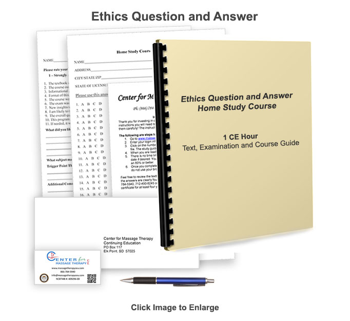 The NCBTMB approved 1 CE hour massage ethics online/home study course will give you an overview of ethics in the massage therapy field.