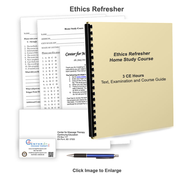 The NCBTMB Approved 3 CE hour Ethics Refresher course will give you an overview of ethics in the massage therapy field.