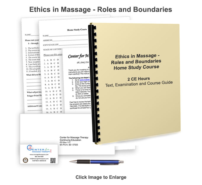 The NCBTMB approved 2 CE hour ethics in massage online/home study course will give you an overview of ethics in the massage therapy field.