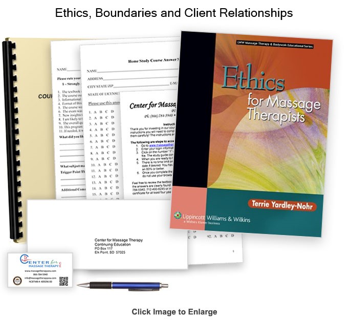 The NCBTMB Approved 3 CE hour Ethics, Boundaries and Client Relationships will help to teach and reinforce proper boundaires with clients.