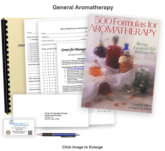 The NCBTMB approved 6 CE hour General Aromatherapy course will present over 500 formulas for aromatherapy and aromatherapy use in massage therapy.