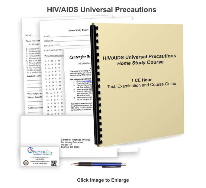 The 1 CE hour HIV/AIDS UNiversal Precations online/home study course will give you an overview of HIV/AIDS and general precautions.