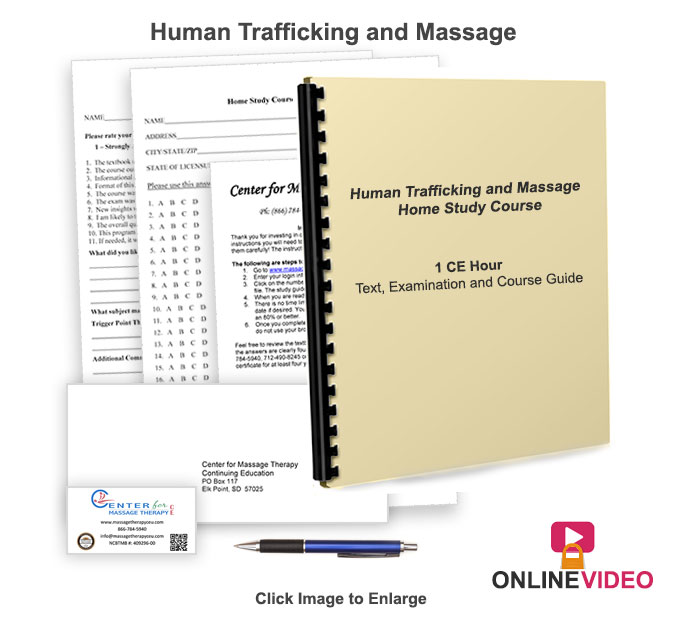 The 1 CE hour Human Trafficking and Massage course will provide you with information on human trafficking in the US and how it impacts the massage industry.