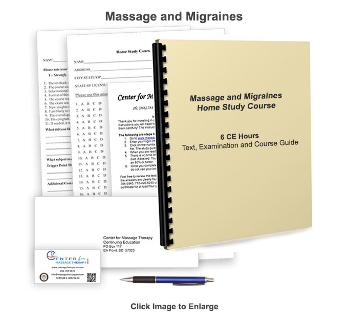 The NCBTMB approved 6 CE hour Massage and Migraines online course will present information on migraines and massage techniques to treat them.