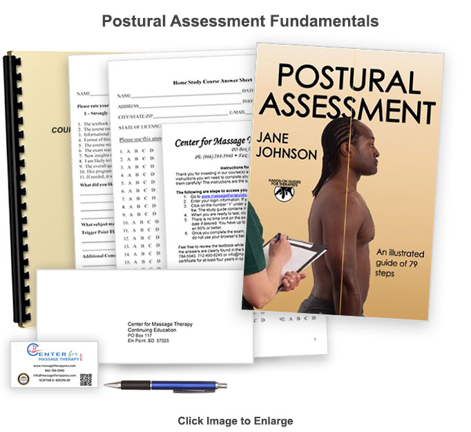 The 8 CE hour Postural Assessment course will present you with information on how to assess your client's posture for maximum massage benefits.
