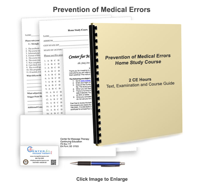 The FL and NCBTMB approved Prevention of Medical Errors course will give you information on how you can prevent medical errors in your massage practice.