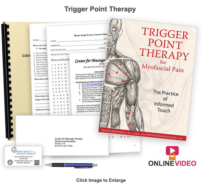 The NCBTMB 18 CE hour Trigger Point Therapy course will provide in detail charts of trigger points, referred pain patterns, and how to treat them.