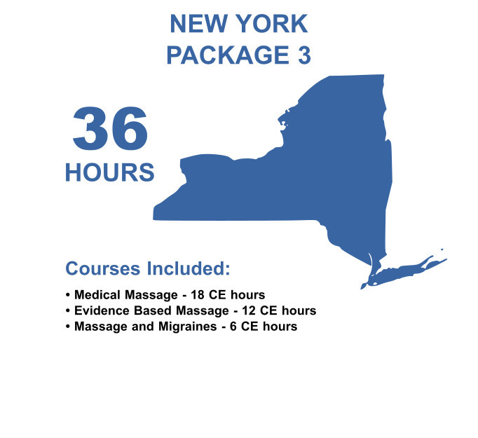The NCBTMB and NY approved 36 CE hour package will provide you with all 36 CE hours needed to renew your New York Massage Therapy License.